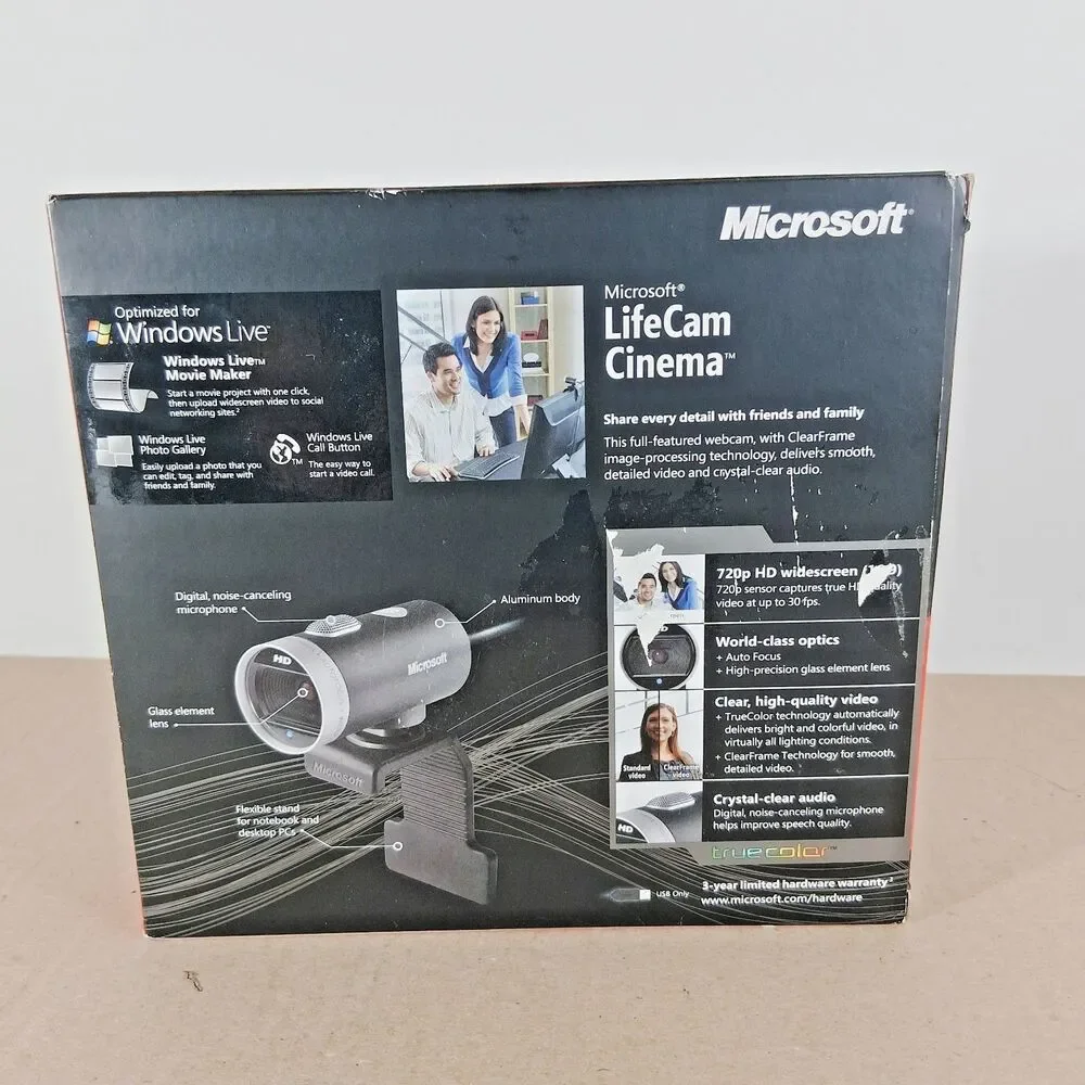Microsoft Lifecam Cinema 1393 720p HD Wide Screen Webcam USB Camera NEW
